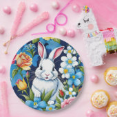 Osterhase Frühlingsblume Navy Blau Pappteller (Party)