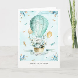 Osterhase & Frühlingsblumen Happy Osterkarte Feiertagskarte