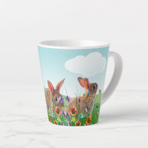 Osterhase Frühlingsblumen Milchtasse