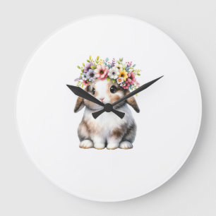 Osterhase für Frauen Mädchen - Osterhase Blumen Große Wanduhr