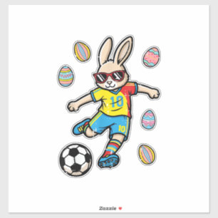 Osterhase Fußball Kick Hase Fußball Jungen Kinder Aufkleber