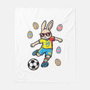 Osterhase Fußball Kick Hase Fußball Jungen Kinder Fleecedecke