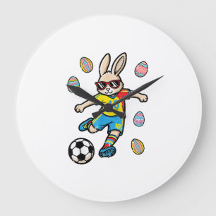 Osterhase Fußball Kick Hase Fußball Jungen Kinder Große Wanduhr