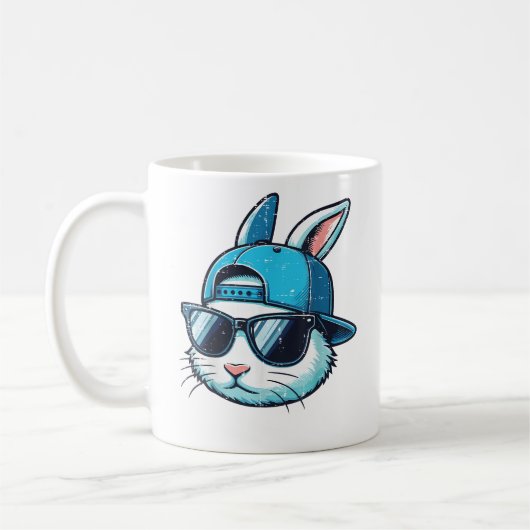 Osterhase Gesicht Baseballkappe Sonnenbrille Hase  Kaffeetasse (Links)