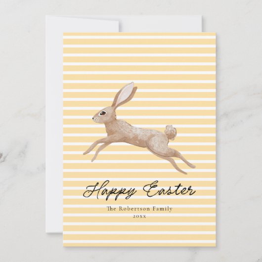 Osterhase gestreift feiertagskarte (Vorderseite)