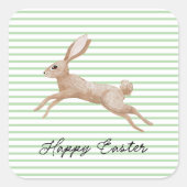 Osterhase gestreift quadratischer aufkleber (Vorderseite)