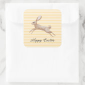 Osterhase gestreift quadratischer aufkleber (Tasche)