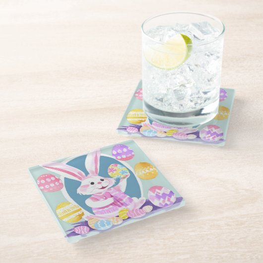 Osterhase Glasuntersetzer (Schrägansicht)