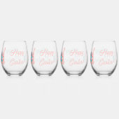 Osterhase glücklich Ostern Weinglas Ohne Stiel (Hinten)