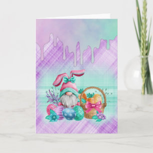 Osterhase Gnom mit Korb Eiern Karte
