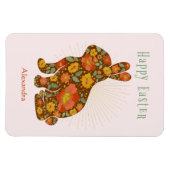 Osterhase Gold Blumenkolorieren Personalisiert Magnet (Horizontal)