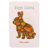 Osterhase Gold Blumenkolorieren Personalisiert Magnet (Vertikal)