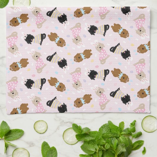 Osterhase Goldendoodle Hunde Geschirrtuch (Gefaltet)