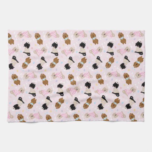 Osterhase Goldendoodle Hunde Geschirrtuch (Horizontal)