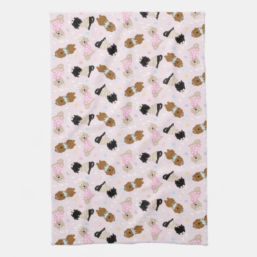 Osterhase Goldendoodle Hunde Geschirrtuch (Vertikal)