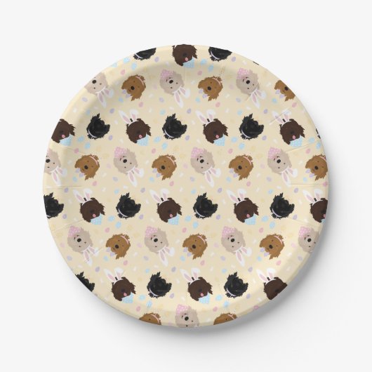Osterhase Goldendoodle Hunde Pappteller (Vorderseite)