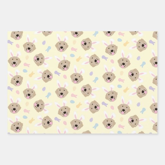 Osterhase Goldenes Retriever Muster Geschenkpapier Set (Vorderseite 3)