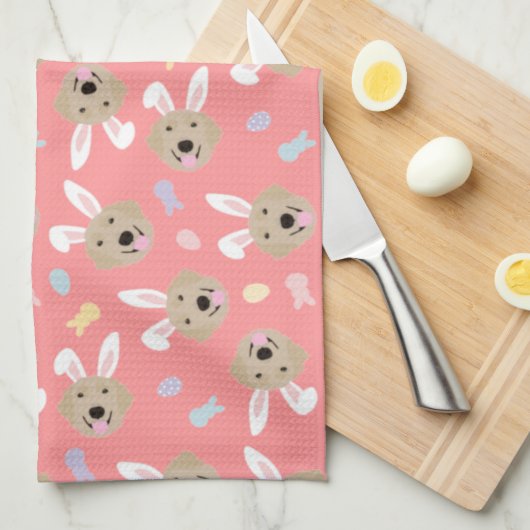 Osterhase Goldenes Retriever Muster Geschirrtuch (Viertel Falte)