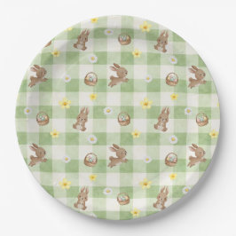 Osterhase Grün Gingham Pappteller