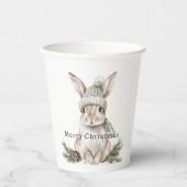 Osterhase Grüne Mütze Weihnachten Pappbecher (Vorderseite)