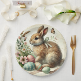 Osterhase Hase Ei Wasserfarbe Vintage Pappteller