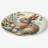 Osterhase Hase Ei Wasserfarbe Vintage Pappteller (Schrägansicht)