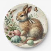 Osterhase Hase Ei Wasserfarbe Vintage Pappteller (Vorderseite)