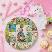 Osterhase Hasen Blumen Patchwork Pappteller (Party)