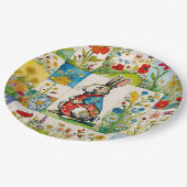 Osterhase Hasen Blumen Patchwork Pappteller (Schrägansicht)