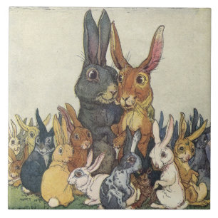 Osterhase-Hasen-Familie 6"-Kachel Fliese