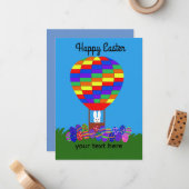 Osterhase Heißluftballon #2-2 Ferienkarte Mitteilungskarte (Vorderseite/Rückseite Beispiel)
