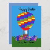 Osterhase Heißluftballon #2-2 Ferienkarte Mitteilungskarte (Vorne/Hinten)