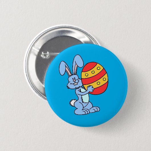 Osterhase Holding farbenfrohe Ostereier Button (Vorne & Hinten)