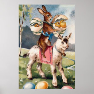 Osterhase Huhn Farbige Bemalte Ei Ziege Poster