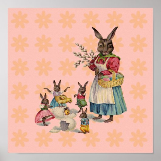 Osterhase Hühner Hasen Eier Poster (Vorne)