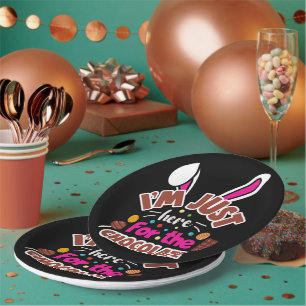 Osterhase Ich bin nur für die Schokolade hier Pappteller