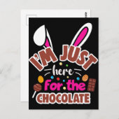 Osterhase Ich bin nur für die Schokolade hier Postkarte (Vorne/Hinten)