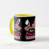 Osterhase Ich bin nur für die Schokolade hier Tasse (Vorderseite Links)