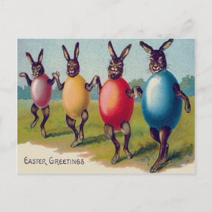 Osterhase im bunten Osterei-Kostüm Feiertagspostkarte