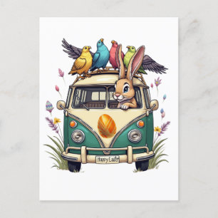 Osterhase im Bus mit Vogelfreunden - Frühjahr 2008 Postkarte