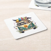 Osterhase im Bus mit Vogelfreunden - Frühjahr 2008 Rechteckiger Pappuntersetzer (angewinkelt)