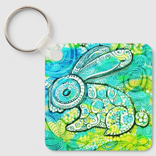 Osterhase im Doodle-Stil Schlüsselanhänger (Vorderseite)