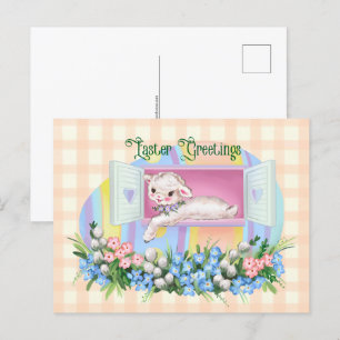 Osterhase im Ei im Vintage-Stil Postkarte