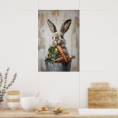 Osterhase im Eimer mit Karotten Druck, Frühling Poster (Küche)
