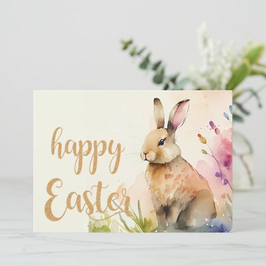 Osterhase im Garten Feiertagskarte (Stehend Vorderseite)