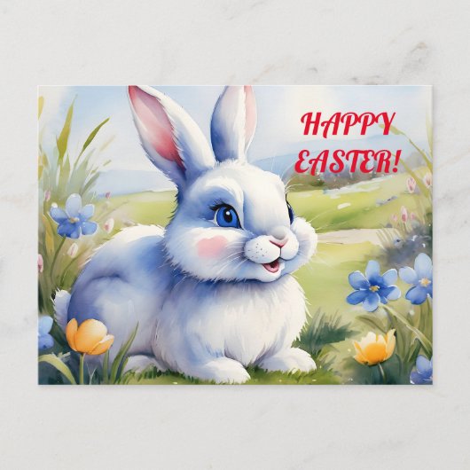 Osterhase im Garten, Ostern Postkarte (Vorderseite)