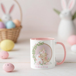 Osterhase im Garten personalisierter Becher Tasse