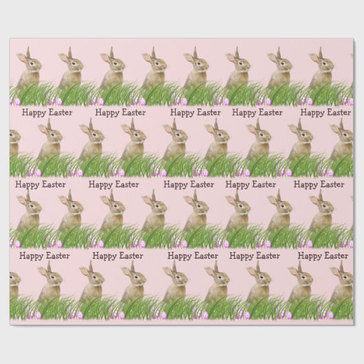 Osterhase im Gras mit Eiern Geschenkpapier (Flach)