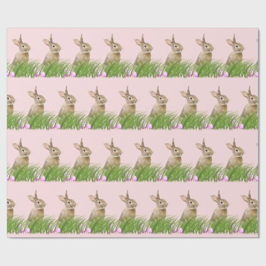 Osterhase im Gras mit Eiern Geschenkpapier (Flach)