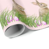 Osterhase im Gras mit Eiern Geschenkpapier (Rolleneckpunkt)